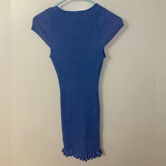 French Connection Mathilda Ribbed Knit Ruffled Bodycon Mini Dress - Picture 5 of 5
